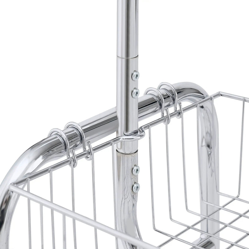 Heavy Duty Iron Garment Rack With Basket On Wheels - Silver by HouseOfZazla