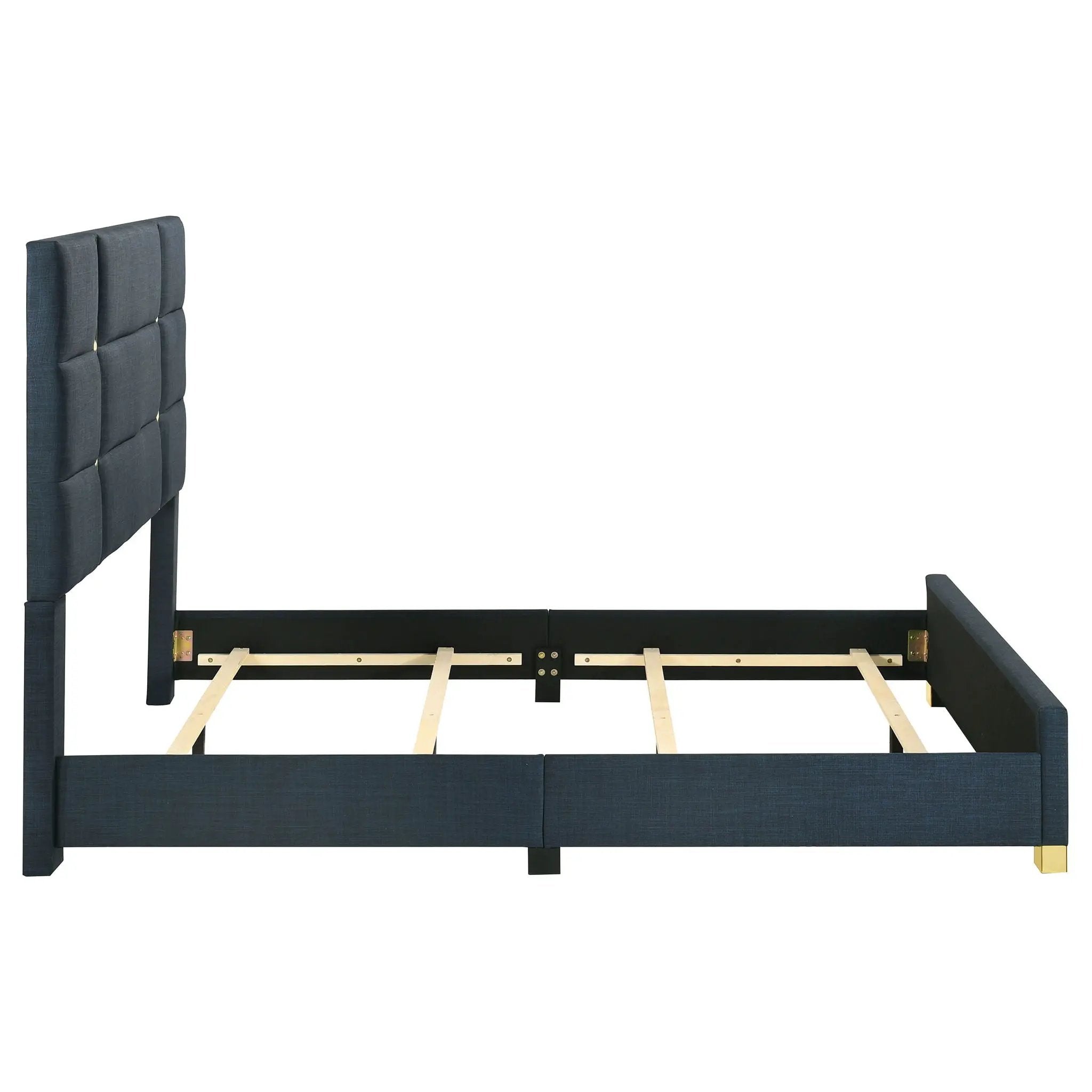 Ines 56-inch Fabric Upholstered Queen Panel Bed Navy by Unique Piece Furniture