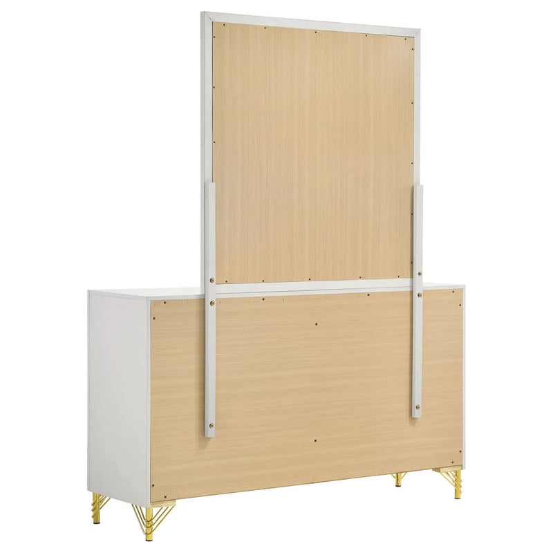 Lucia 6-drawer Dresser with Mirror White by Unique Piece Furniture