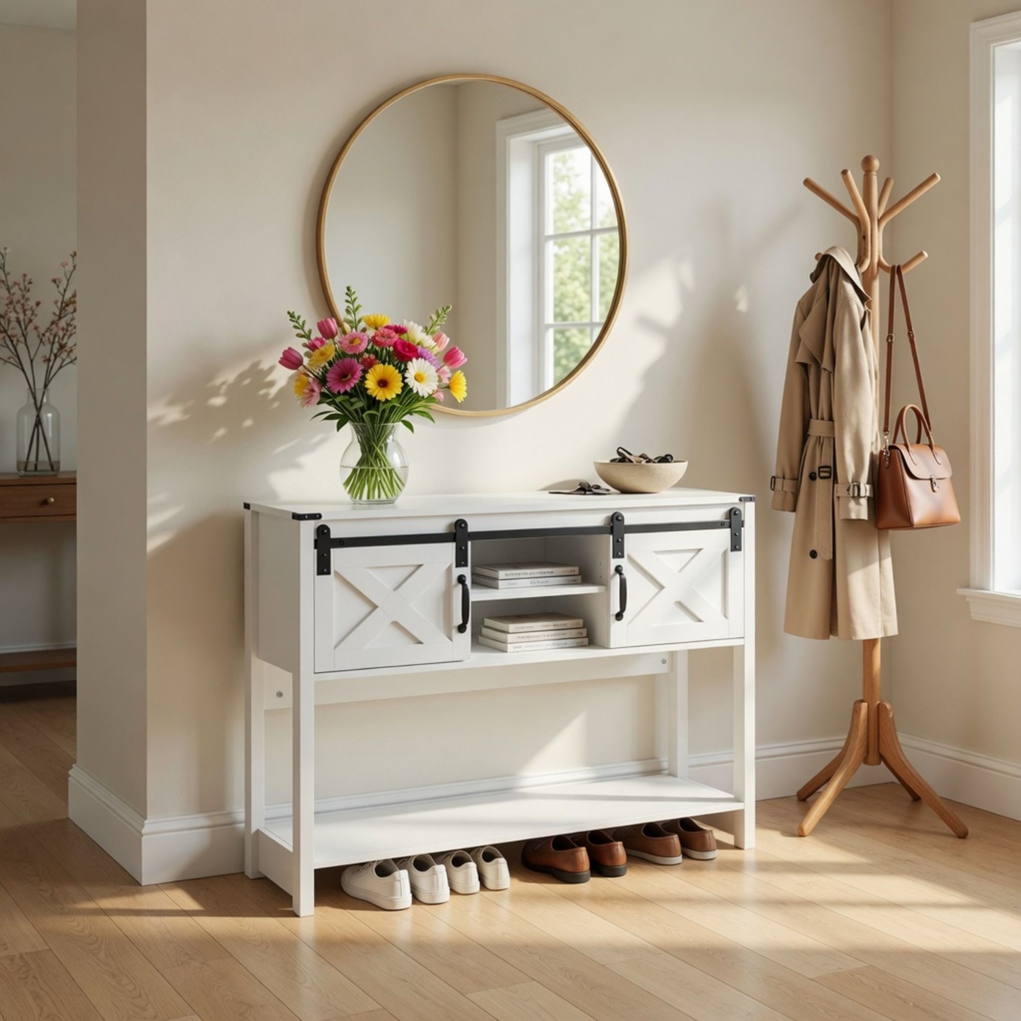 Farmhouse Entryway Table With Sliding Barn Door by HouseOfZazla