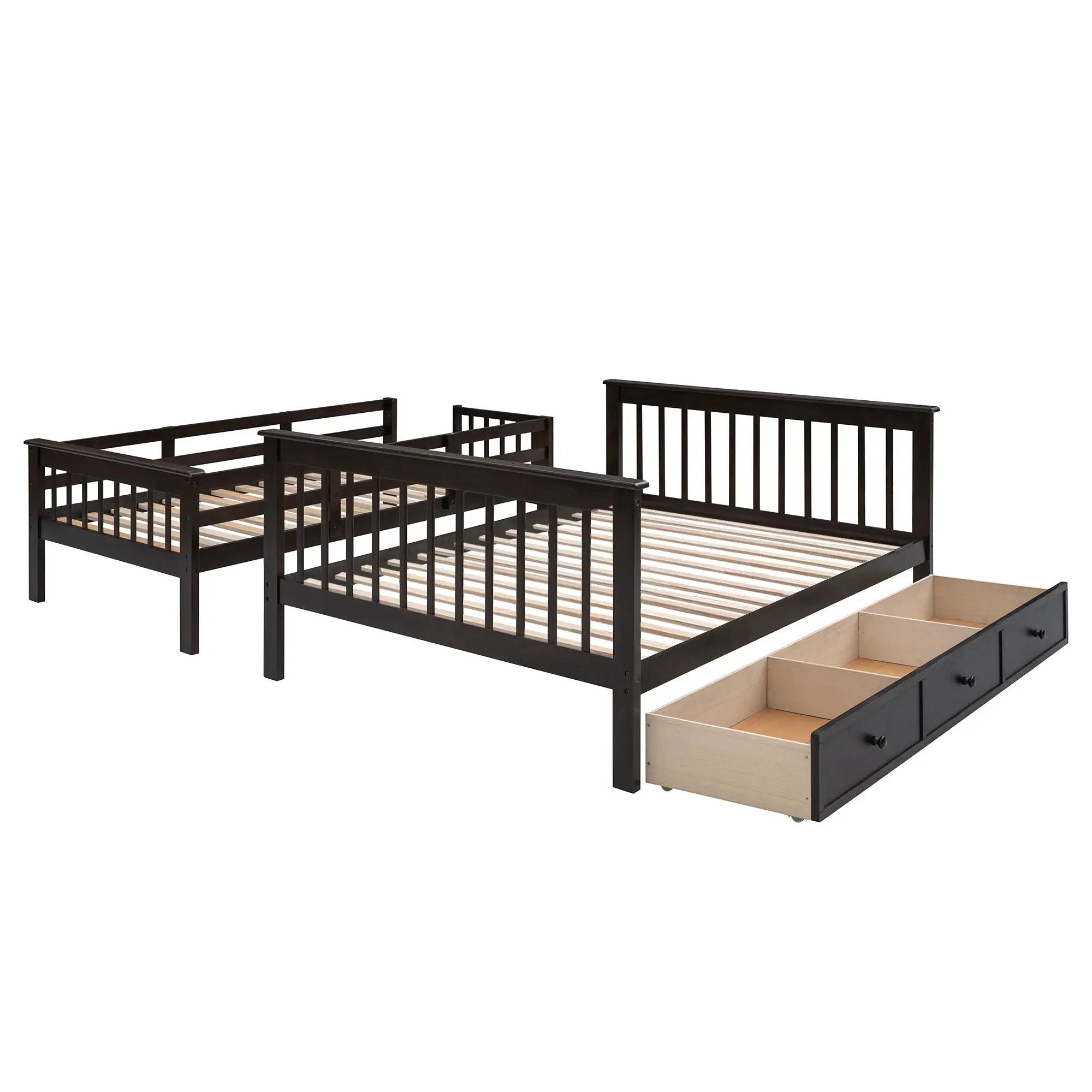 Stairway Bunk Bed With Storage And Guard Rail For Bedroom by HouseOfZazla