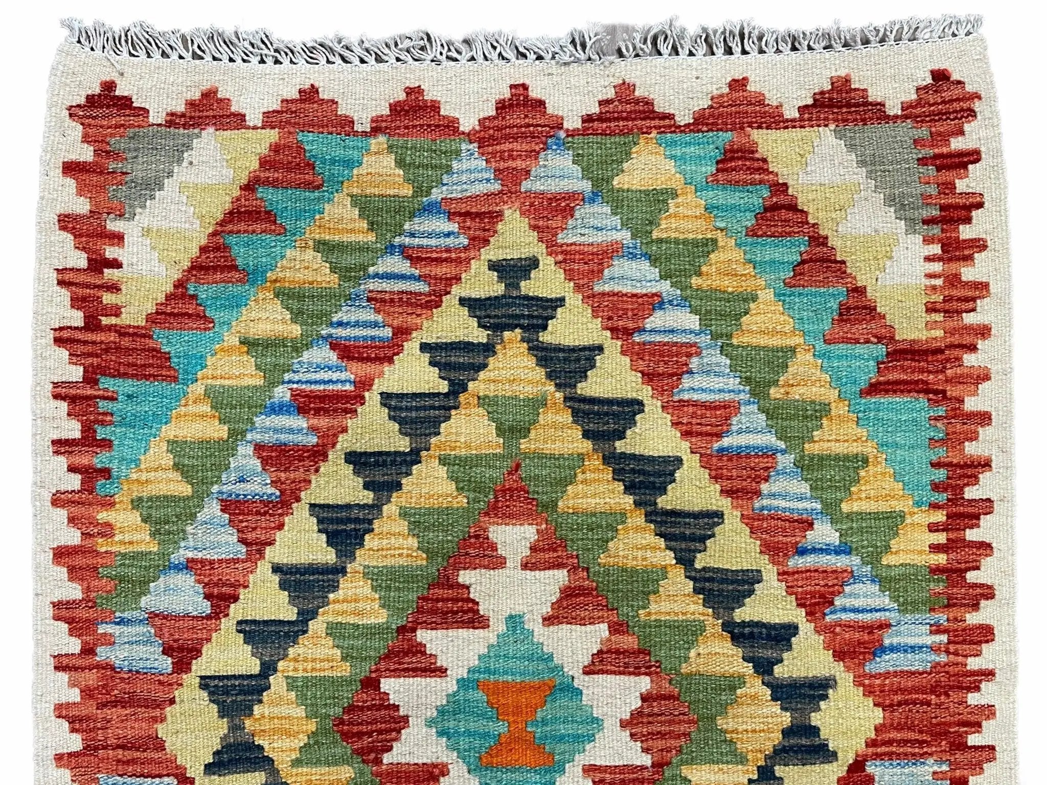Small Kilim Rug 2x3 Colorful Turkish Kilim Accent Rug New Flatweave Wool Kilim Chobi Kilim Diamond Zigzag Playroom Rug by Jewel Rugs