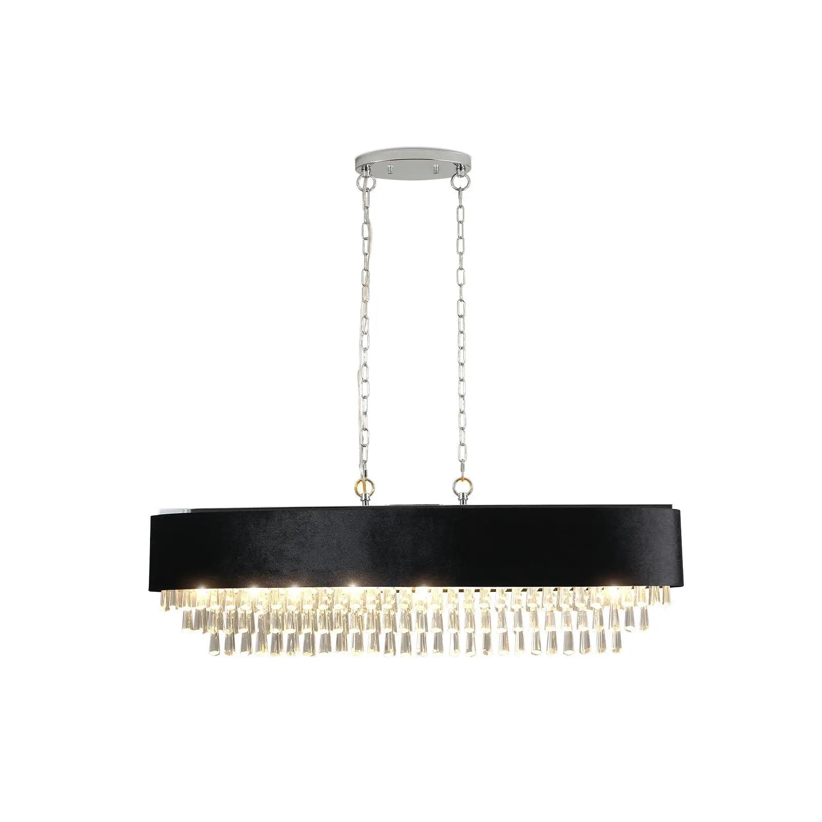 39' Modern Crystal Chandelier with Black Imitation Velvet Shade by HouseOfZazla