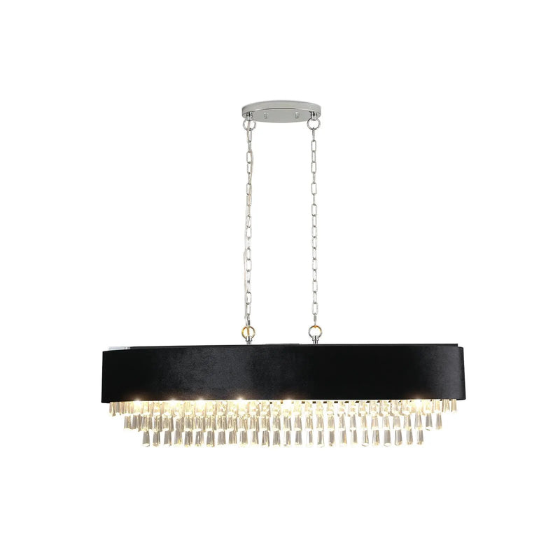 39' Modern Crystal Chandelier with Black Imitation Velvet Shade by HouseOfZazla