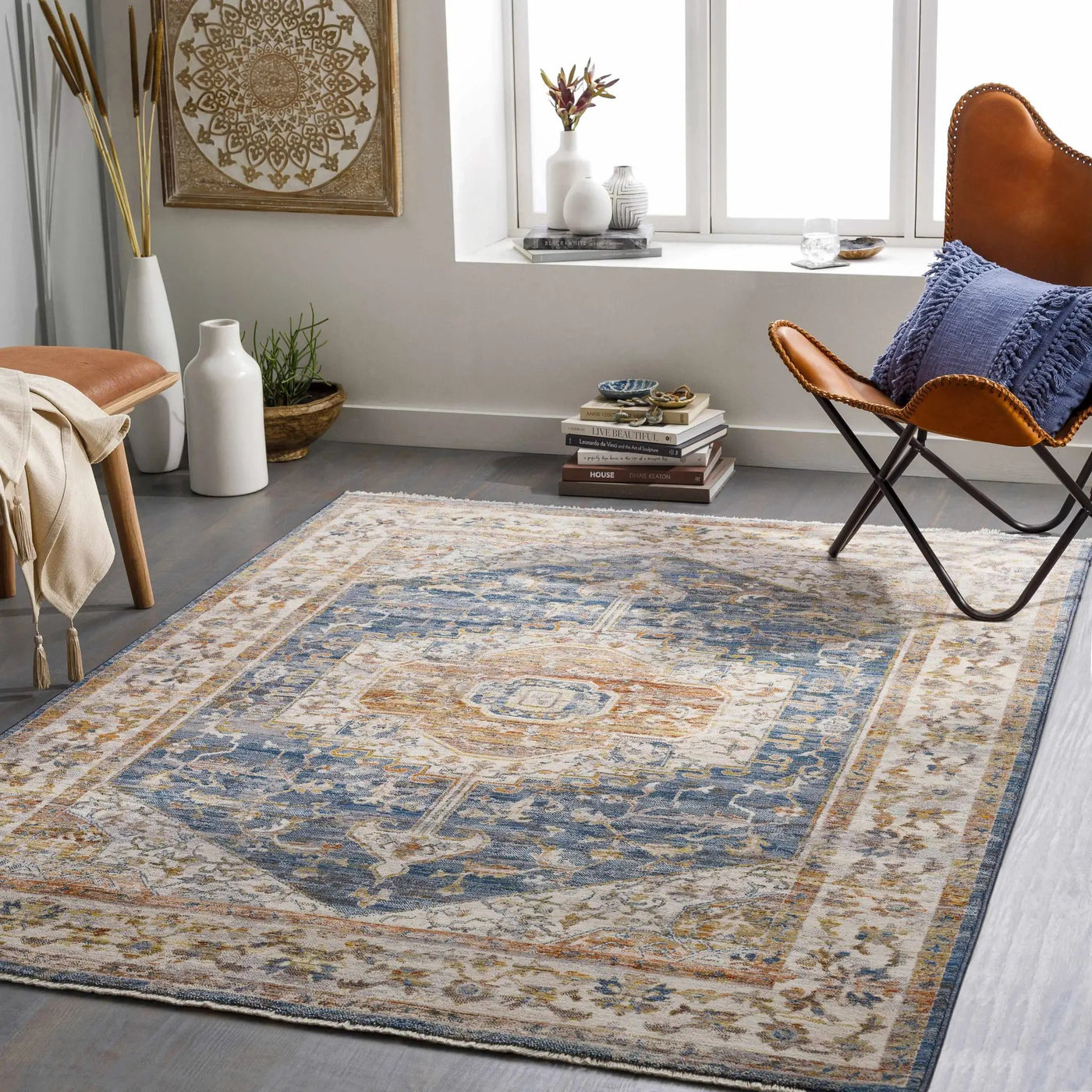 Solana Distressed Medallion Area Carpet - Clearance by Boutique Rugs