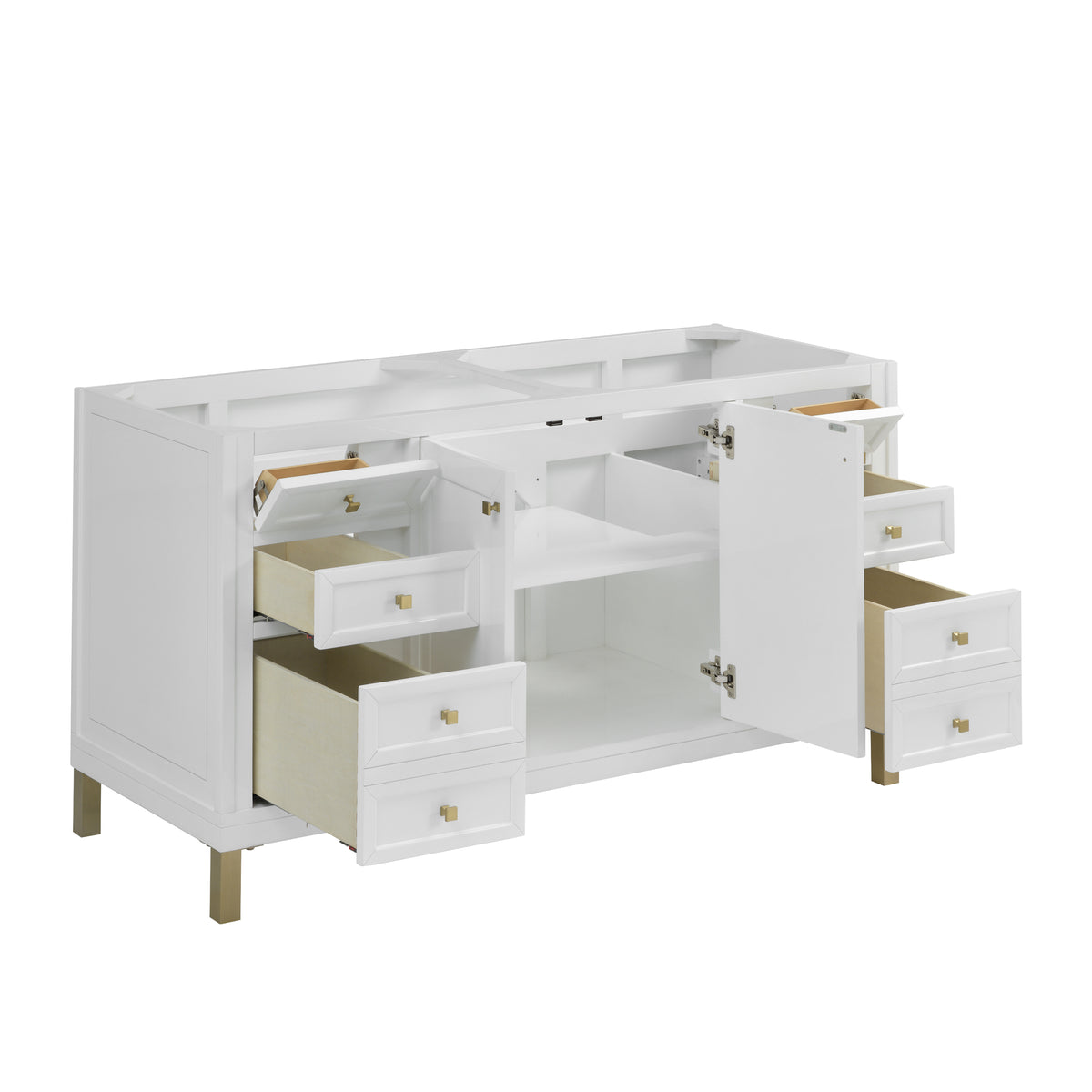 James Martin Chicago 60" Double Vanity Cabinet, Glossy White, view 5
