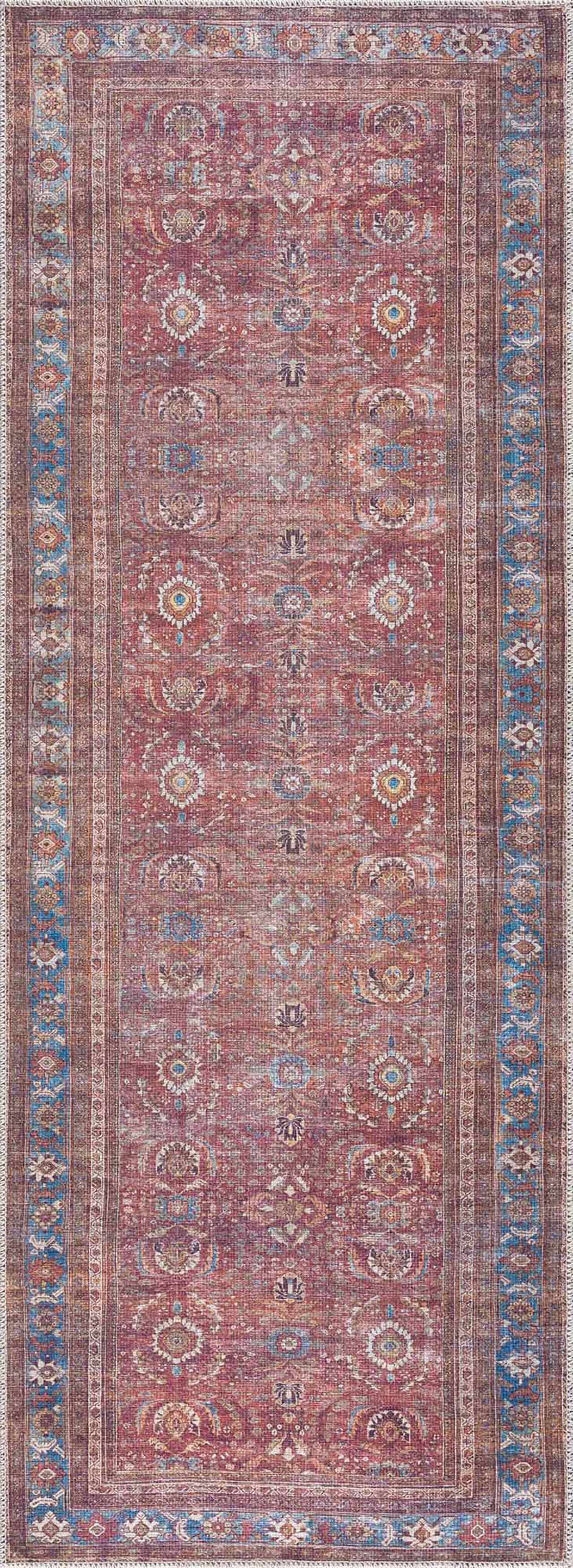 Rust Baki Traditional Washable Area Rug - Clearance by Boutique Rugs