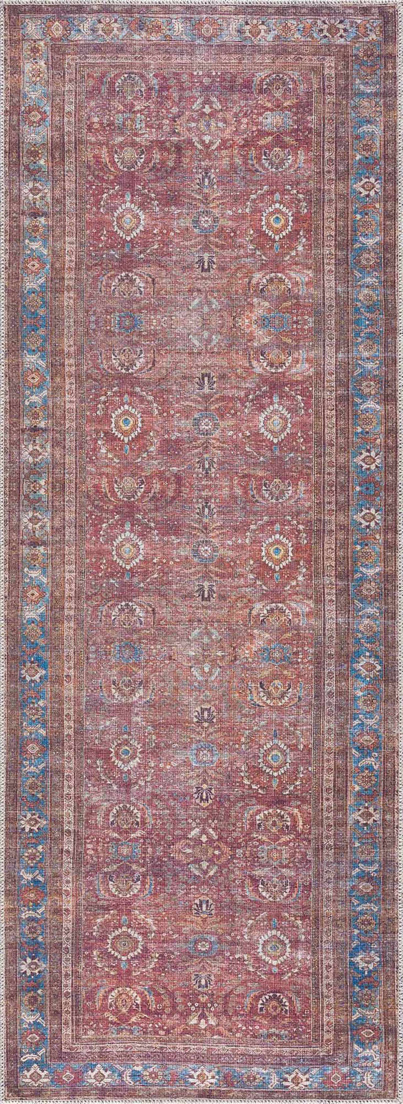 Rust Baki Traditional Washable Area Rug - Clearance by Boutique Rugs