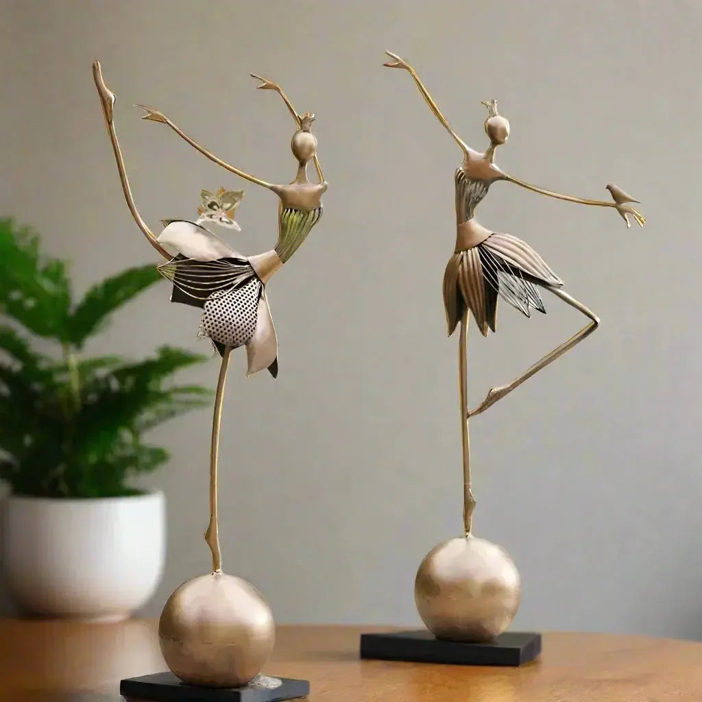 Abstract Dancing Ballerina Metal Sculpture Decorative Figurine by House Of Avana