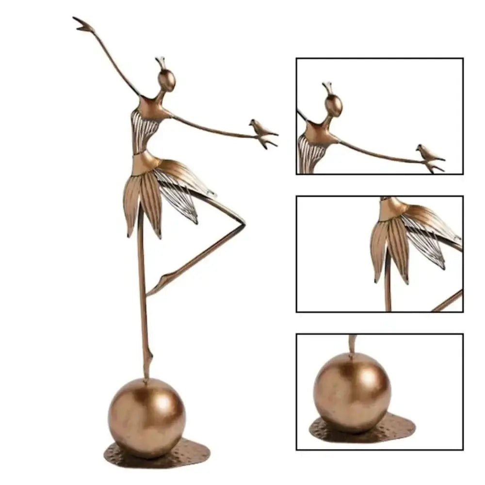 Abstract Dancing Ballerina Metal Sculpture Decorative Figurine by House Of Avana