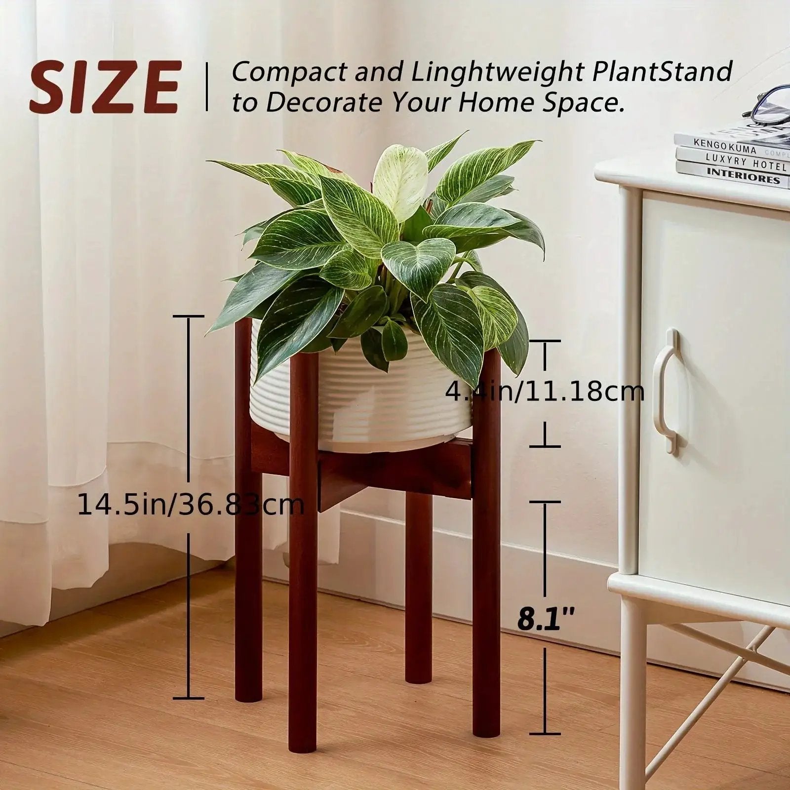 Bamboo Adjustable Plant Stand, 8-12 Inches, Reddish Brown Indoor Planter by House Of Avana