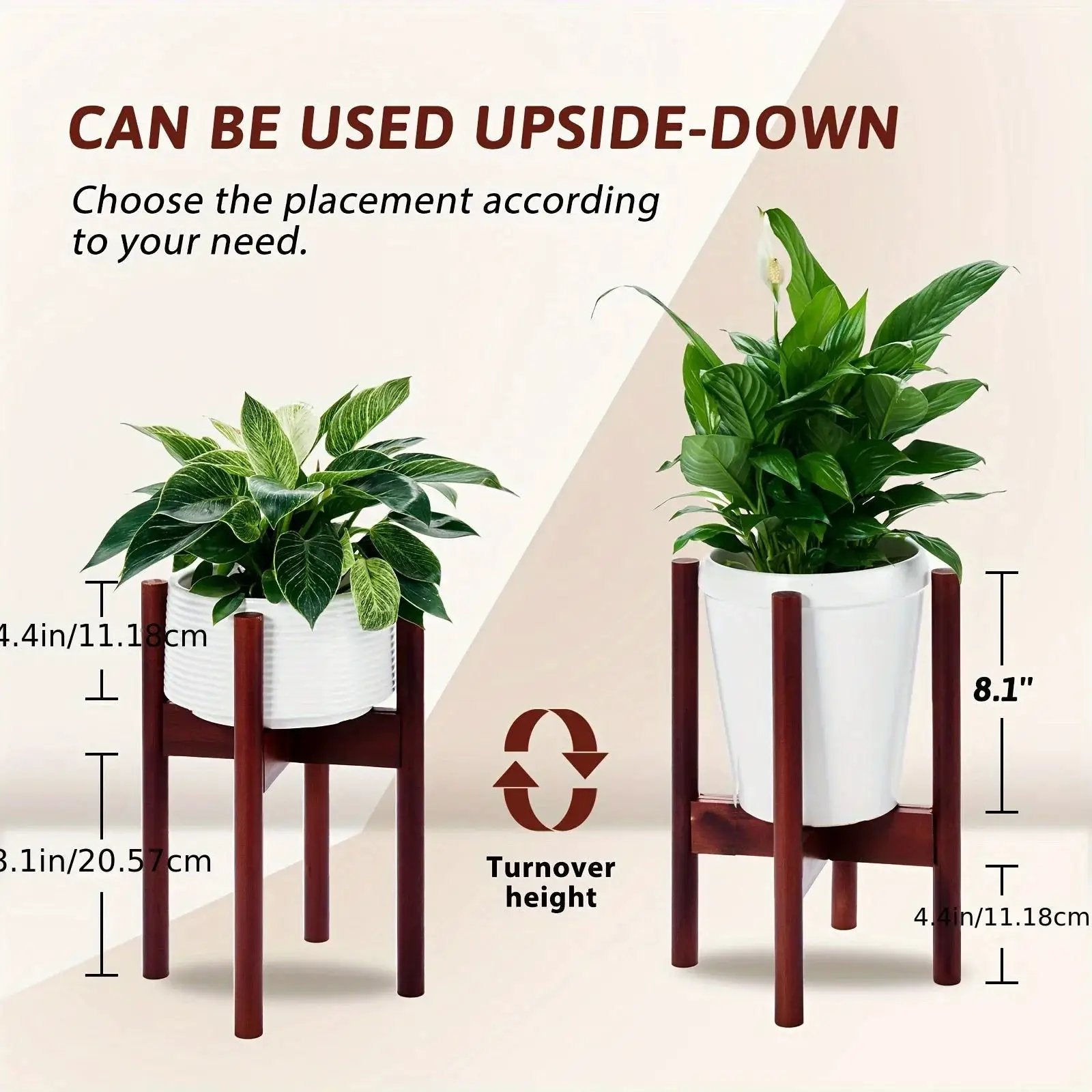 Bamboo Adjustable Plant Stand, 8-12 Inches, Reddish Brown Indoor Planter by House Of Avana