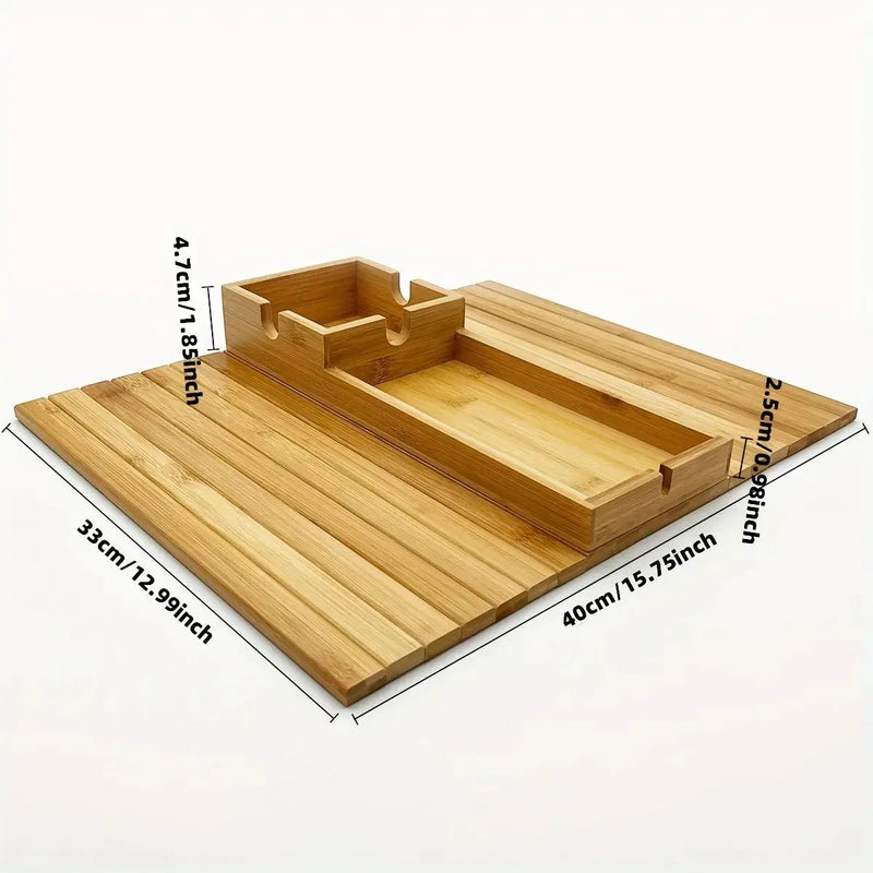 Bamboo Sofa Armrest Tray with Removable Organizer for Couch Lovers by House Of Avana