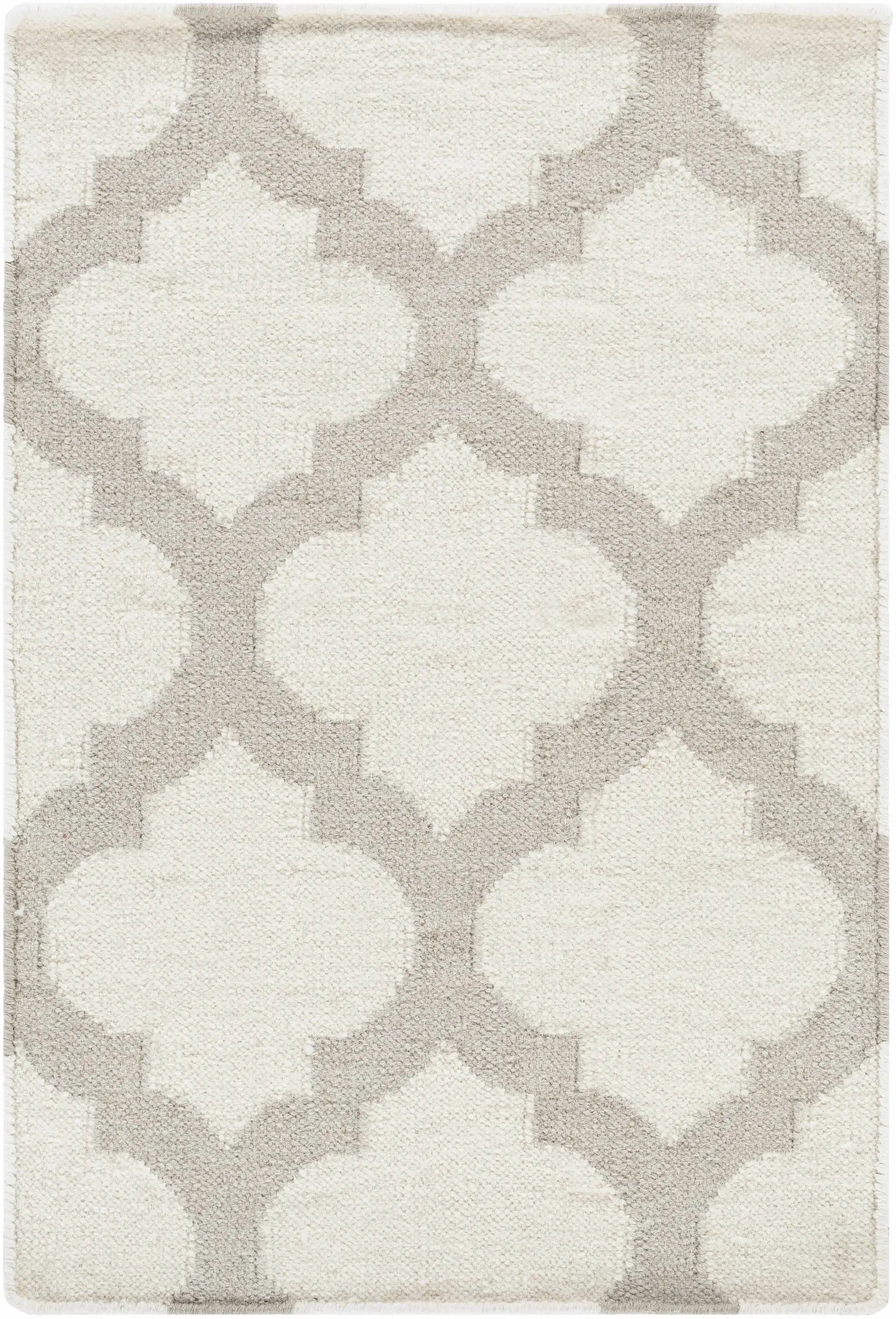 Banks Ivory/Gray Trellis Wool Rug - Clearance by Boutique Rugs