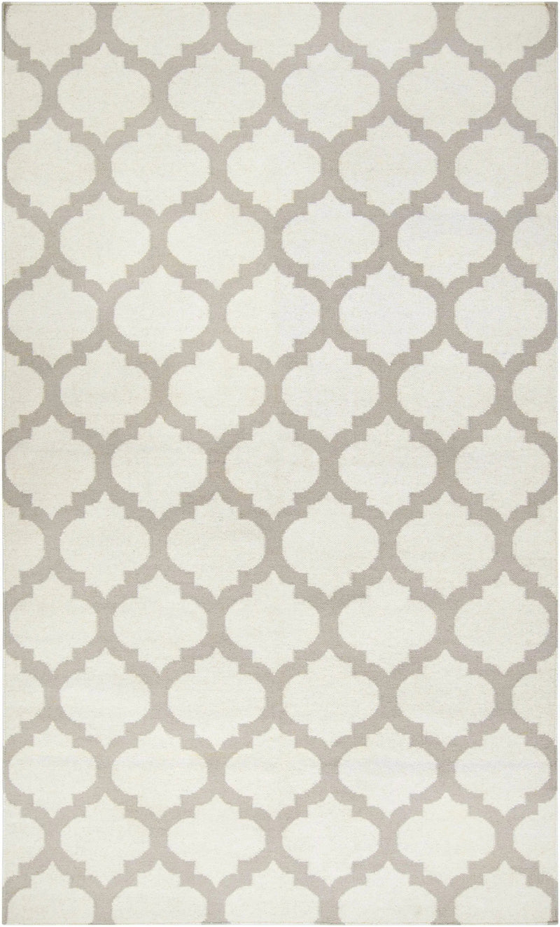 Banks Ivory/Gray Trellis Wool Rug - Clearance by Boutique Rugs