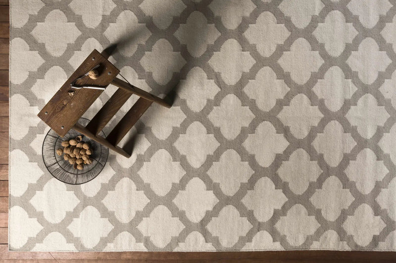 Banks Ivory/Gray Trellis Wool Rug - Clearance by Boutique Rugs