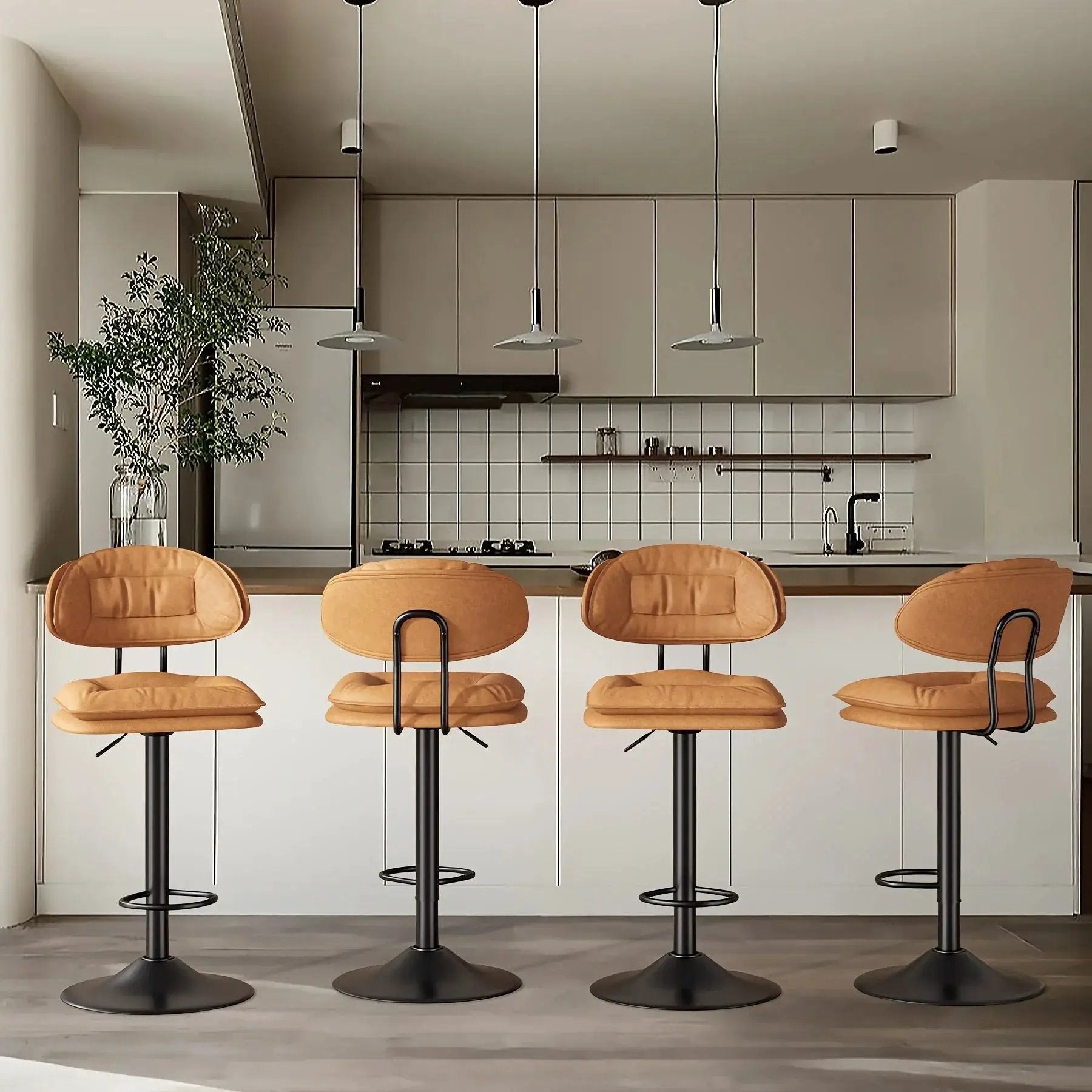 Bar Stools - Adjustable Modern Leather Set by House Of Avana