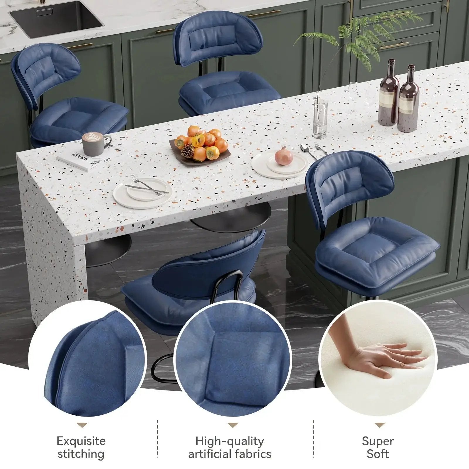 Bar Stools - Adjustable Modern Leather Set by House Of Avana