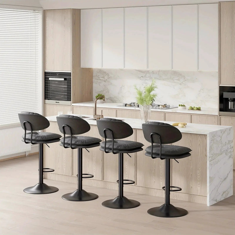 Bar Stools - Adjustable Modern Leather Set by House Of Avana