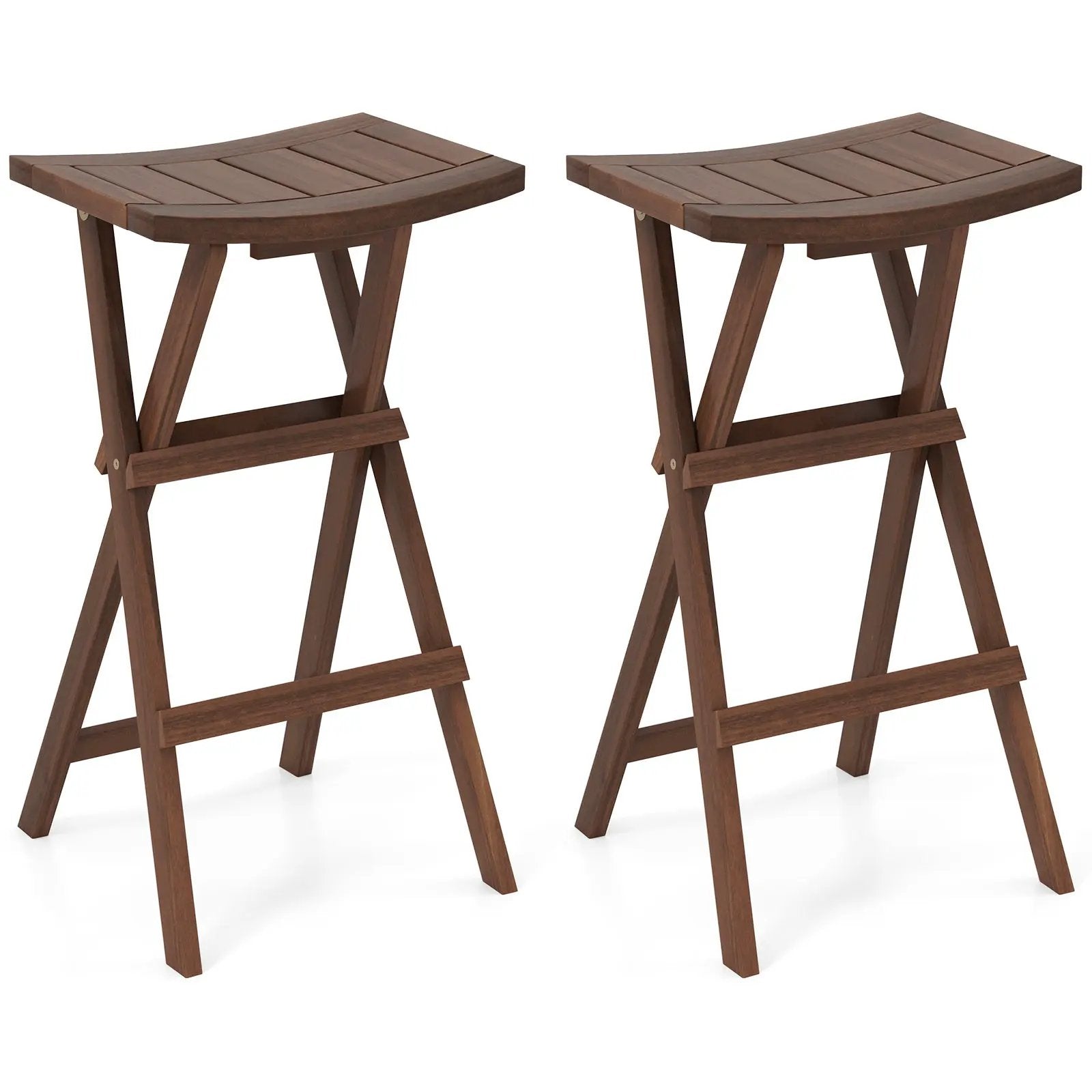 Bar Stools Set of 2 with Saddle Seat and Footrest for Kitchen Island and Balcony by DirectDeals