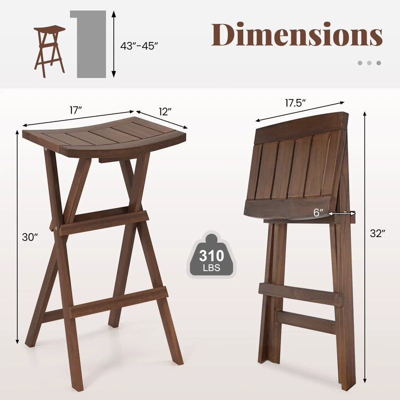 Bar Stools Set of 2 with Saddle Seat and Footrest for Kitchen Island and Balcony by DirectDeals