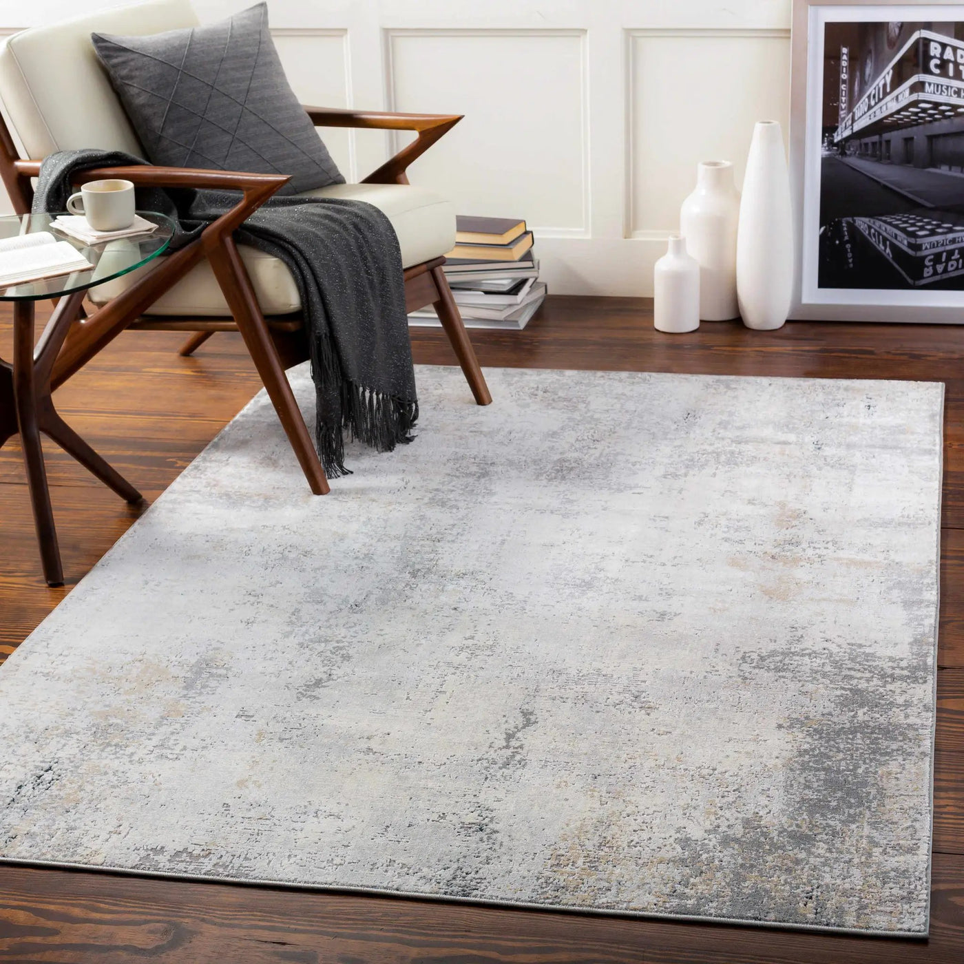 Baranduda Abstract Gray Luxe Rug - Clearance by Boutique Rugs