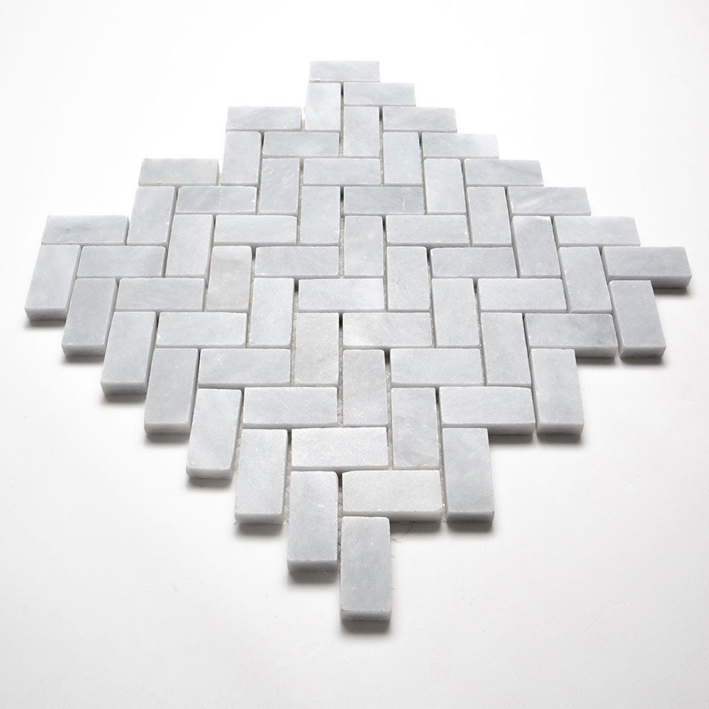 Bardiglio Light Honed Espiga 1x2 Marble Mosaics 11x11 Marble 12x12 Mosaics — 2