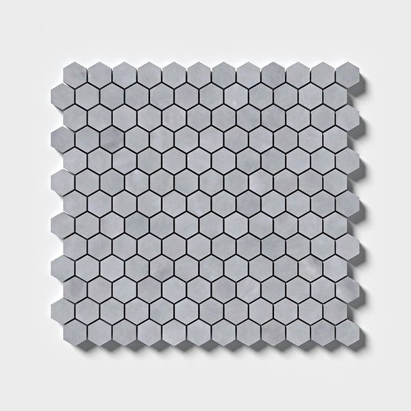 Bardiglio Light Honed Hexagon 1x1 Marble Mosaics 11 1/2x12 1/4