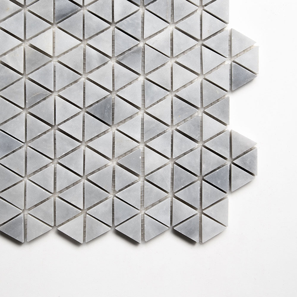 Bardiglio Light Honed Small Triad Marble Mosaics 10 3/16x11 13/16 Marble 12x12 Mosaics — 1