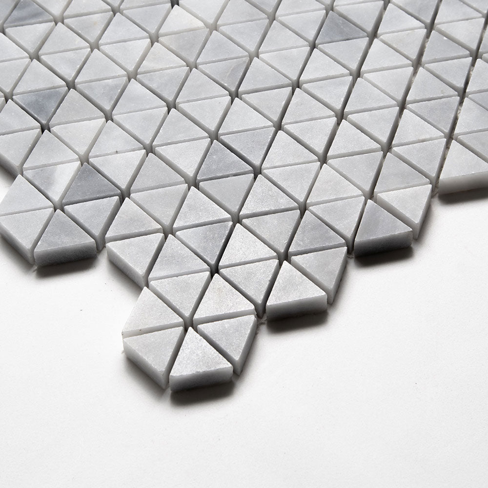 Bardiglio Light Honed Small Triad Marble Mosaics 10 3/16x11 13/16 Marble 12x12 Mosaics — 2