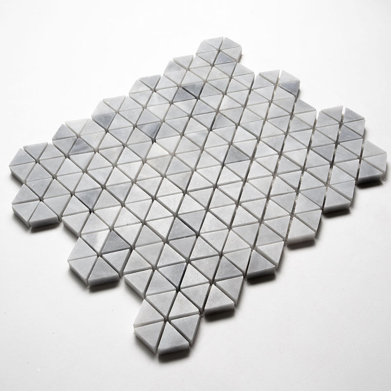 Bardiglio Light Honed Small Triad Marble Mosaics 10 3/16x11 13/16 Marble 12x12 Mosaics — 3