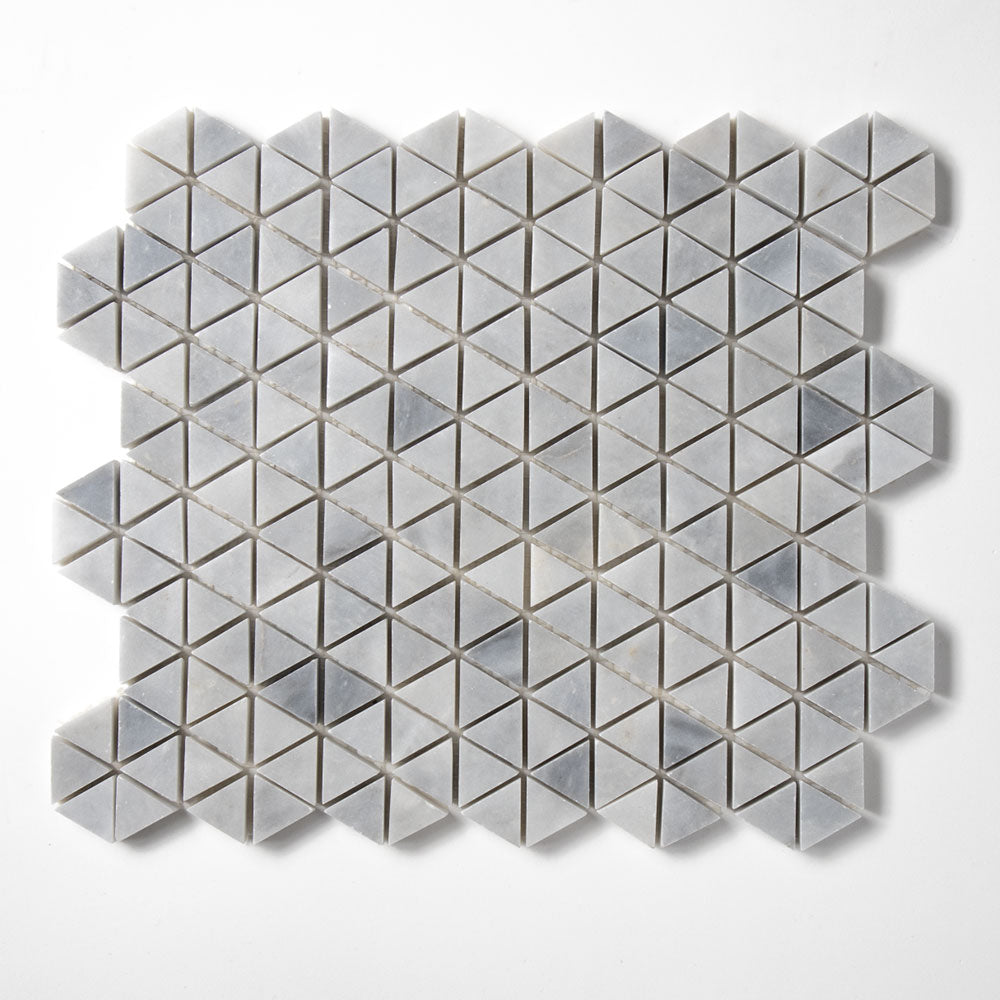 Bardiglio Light Honed Small Triad Marble Mosaics 10 3/16x11 13/16 Marble 12x12 Mosaics