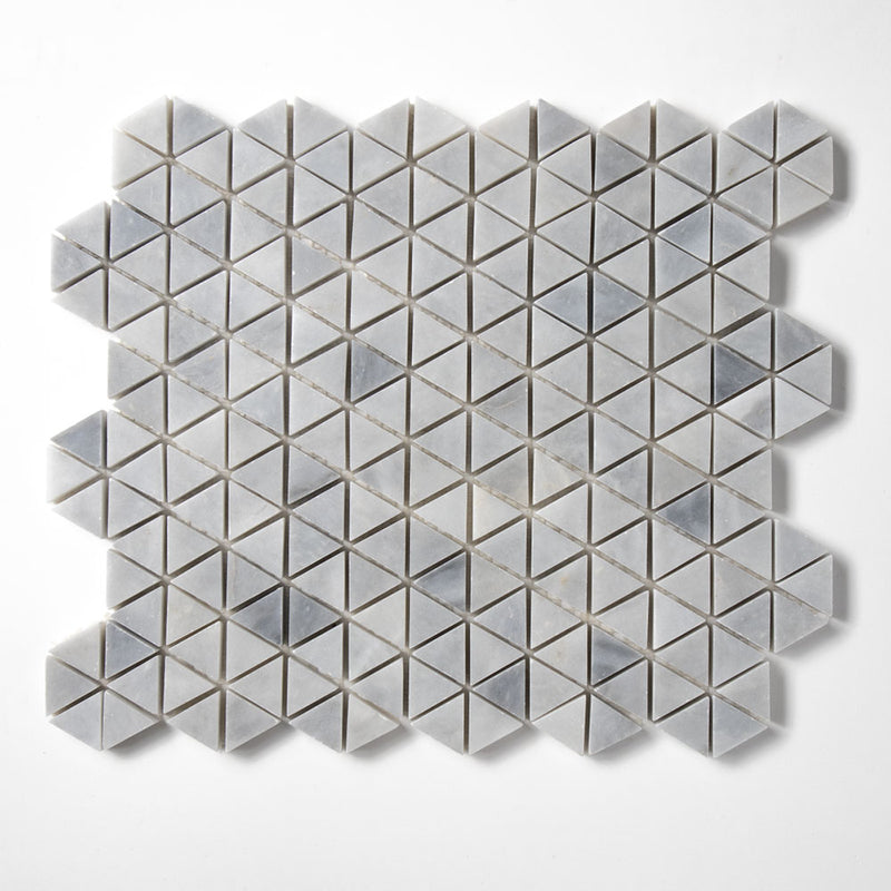 Bardiglio Light Honed Small Triad Marble Mosaics 10 3/16x11 13/16 Marble 12x12 Mosaics