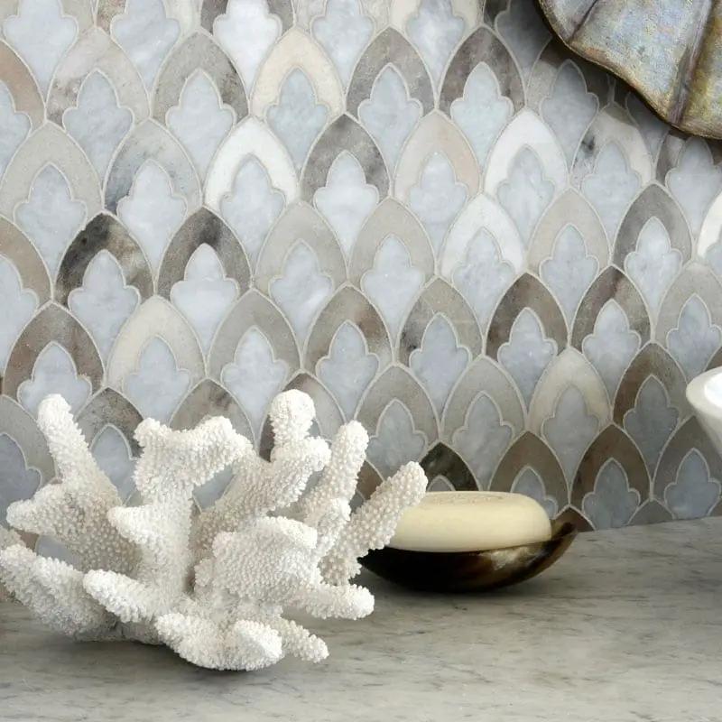 Bardiglio Light, Palisandro Multi Finish Sophia Marble Mosaics 8 3/4x13 1/2 room scene 3