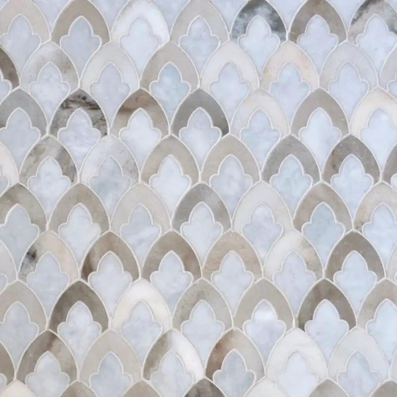 Bardiglio Light, Palisandro Multi Finish Sophia Marble Mosaics 8 3/4x13 1/2