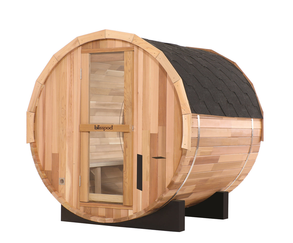 Blisspod | Prague | Canadian Red Cedar Outdoor Steam Barell Sauna | Full Glass Back, photo 7 of 13