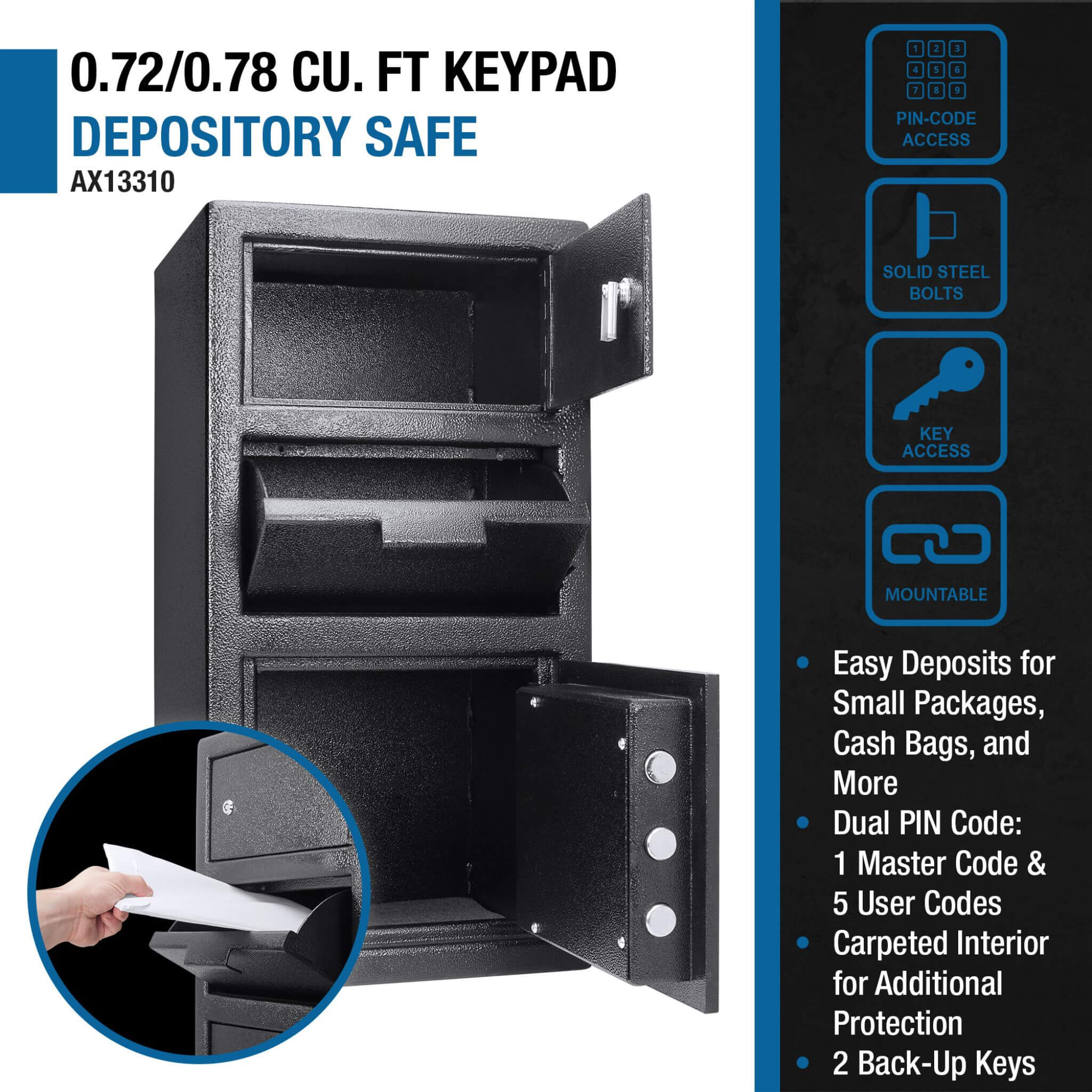 Barska 0.78 CF Heavy-Duty Large Steel Depository Safe With Digital Keypad (SAK75106) by SAKSBY WHOLESALE