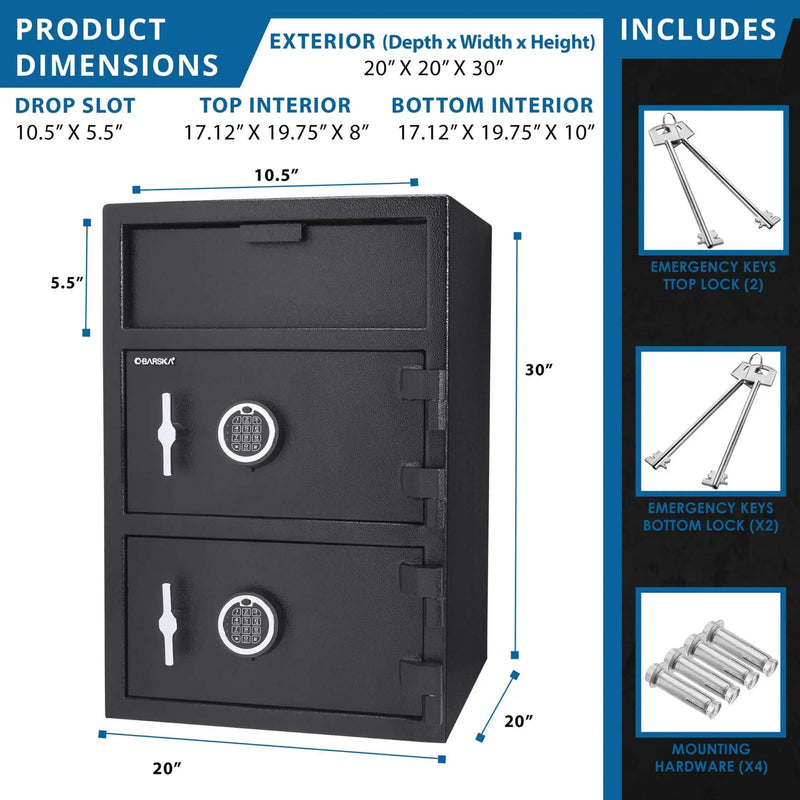 Barska 1.60 CF Digital Depository Dual Compartment Security Safe (SAK76021) by SAKSBY WHOLESALE