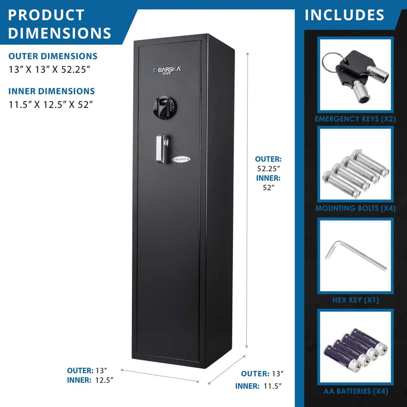 Barska 4.33 CF Heavy-Duty Rifle Gun Safe With Biometric And Digital Keypad Access (SAK80356) by SAKSBY WHOLESALE