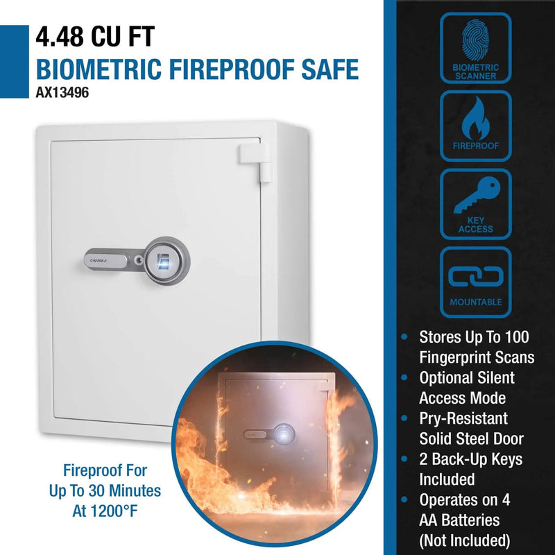 Barska 4.48 CF Large Heavy-Duty Fireproof Biometric Safe (SAK83490) by SAKSBY WHOLESALE