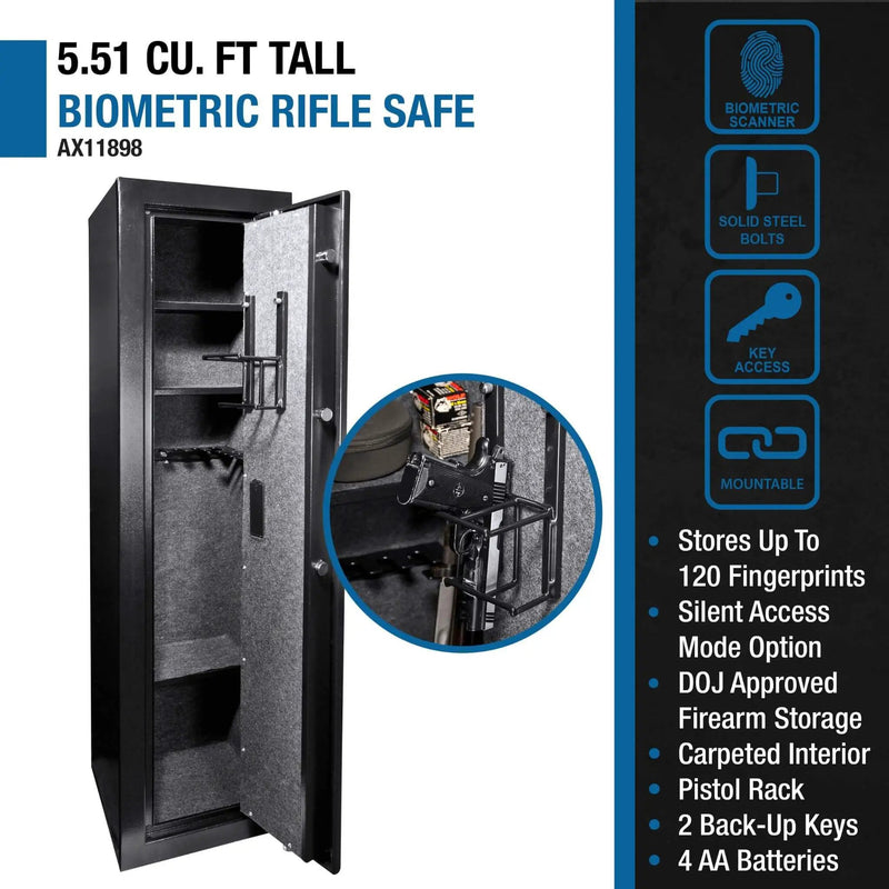 Barska 5.51 CF Tall Biometric Rifle Safe With Biometric Keypad (SAK90412) by SAKSBY WHOLESALE