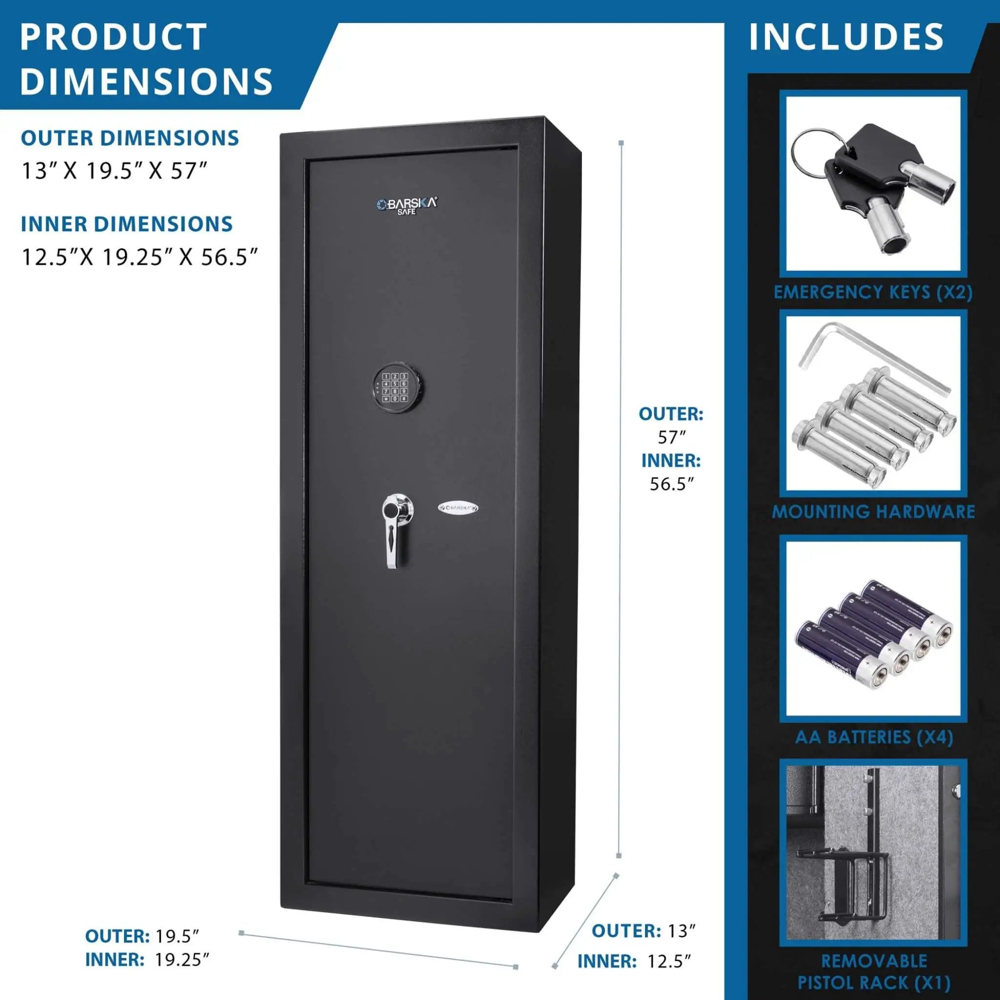 Barska 7.87 CF Extra-Large Rifle Gun Safe With Electronic Keypad And Secure Lock (SAK18420) by SAKSBY WHOLESALE