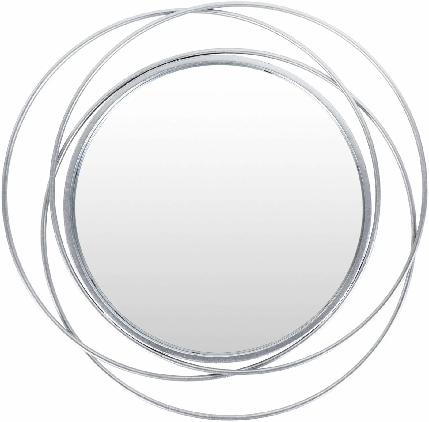 Basay Round Silver Gray Mirror by Boutique Rugs