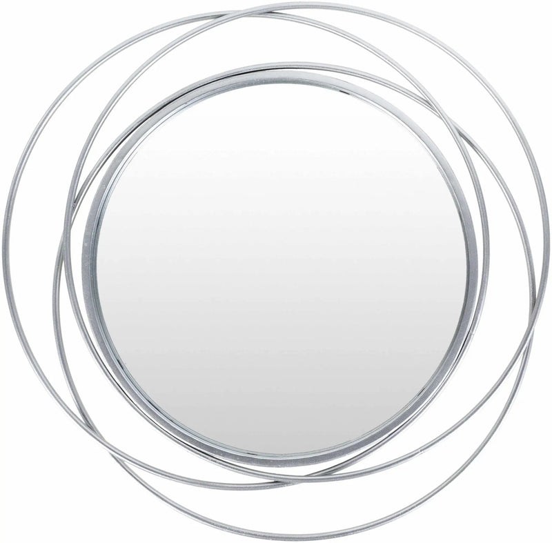 Basay Round Silver Gray Mirror by Boutique Rugs