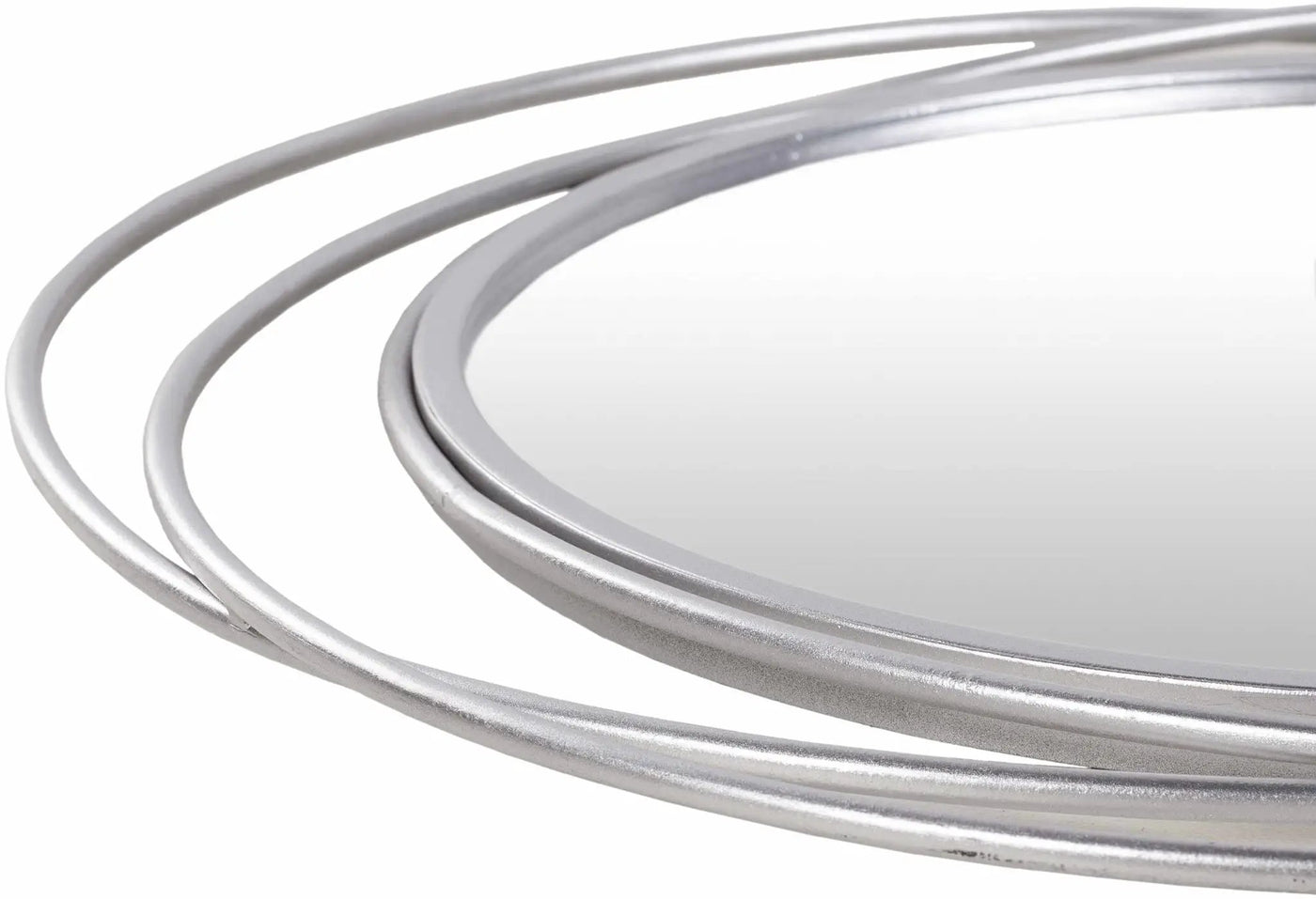 Basay Round Silver Gray Mirror by Boutique Rugs
