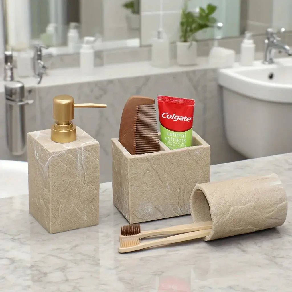 Bathroom Essentials - Creamy Beige Stone by House Of Avana