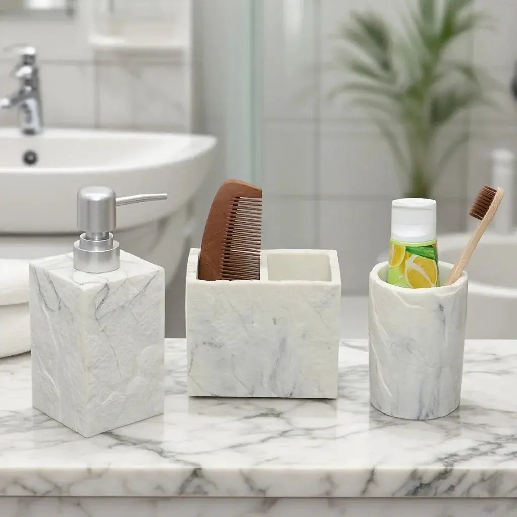 Bathroom Essentials - Creamy Beige Stone by House Of Avana