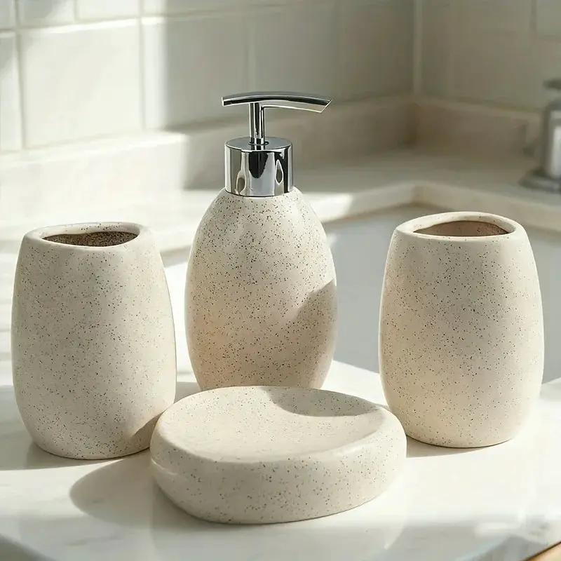Bathroom Kit - Ceramic White 4pcs by House Of Avana