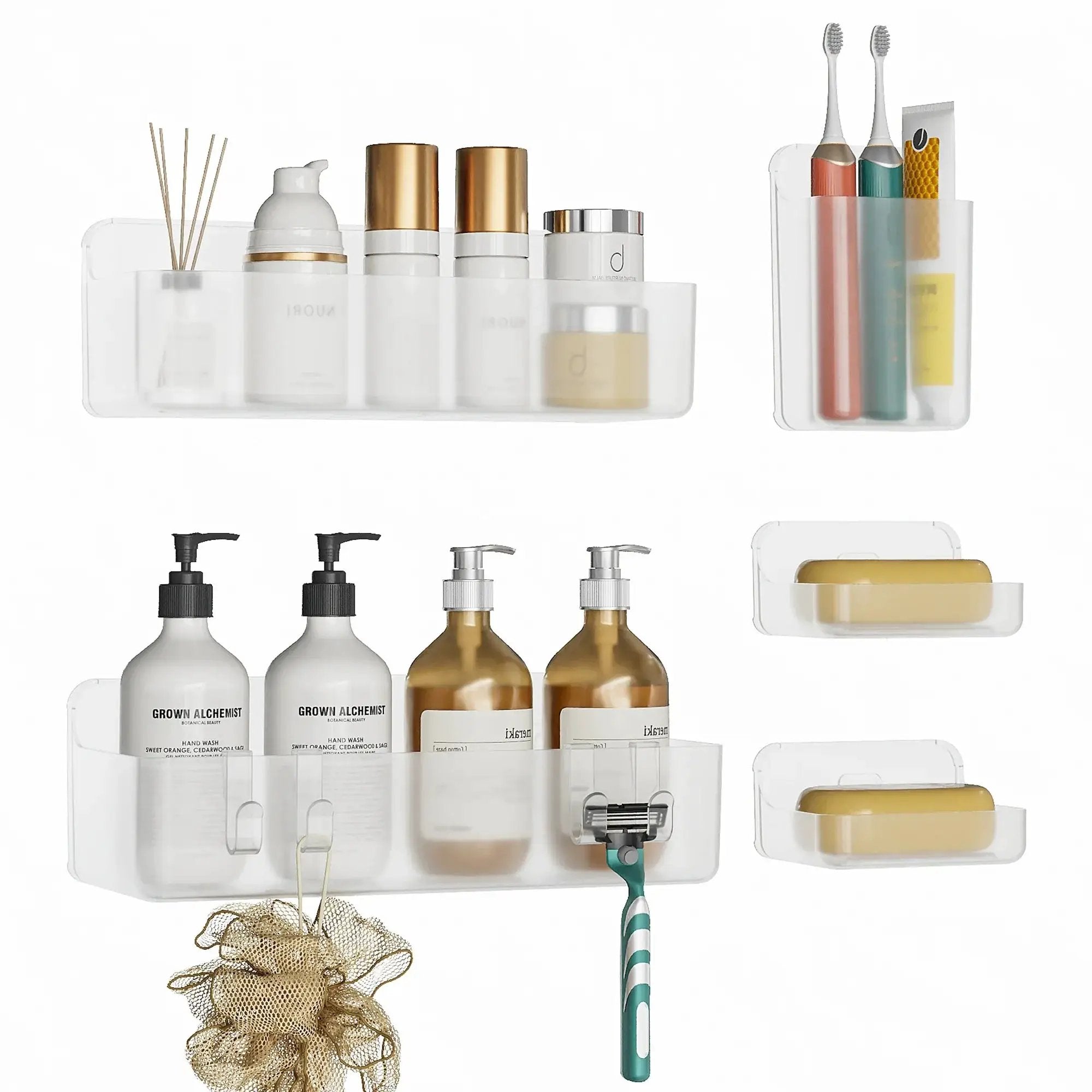 Bathroom Organizer - Wall-Mounted Stainless Steel 5-Piece by House Of Avana