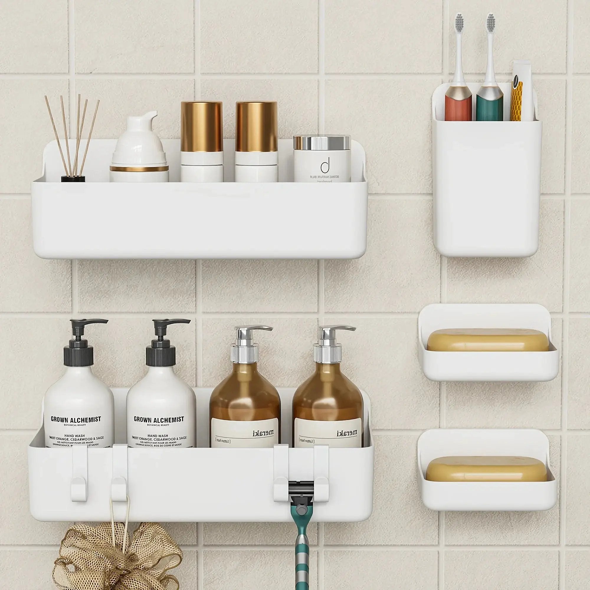 Bathroom Organizer - Wall-Mounted Stainless Steel 5-Piece by House Of Avana